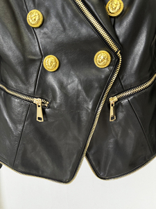 2025 printemps Offre Spéciale noir tricoté veste en cuir véritable peau de mouton vestes en cuir Bomber femmes tissé veste en cuir - Product Image 6