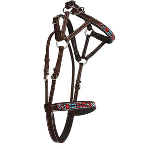 Bride perlée en cuir de cheval de qualité supérieure Muserolé rembourré doux Rênes assorties Culottes Western Natural Horsemanship Bridle for Trail - Product Image 4