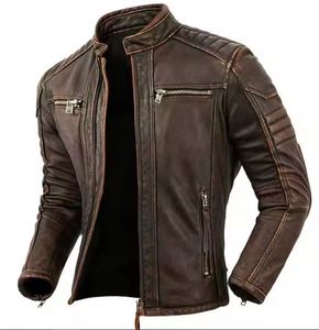 Chaqueta de Cuero de Oveja para Hombre, Estilo Moderno, Lavada, Impermeable, Transpirable, Cortavientos, con Cierre, Tallas Grandes Disponibles, Varios Colores - Product Image 3