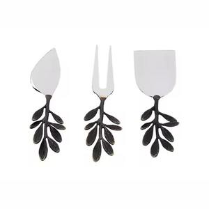 Ensemble de service à fromage de luxe en acier inoxydable avec poignée noire – Outils de service élégants - Product Image 2