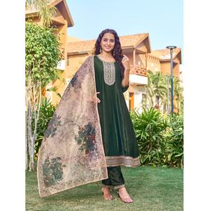 Exclusif Designer Traditionnel 3 Pièces Femme Indien Pakistanais Vêtements Long Flair Kurti Digital Floral Dupatta Pantalon Ensemble pour - Product Image 1