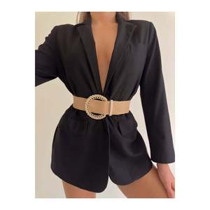 Woven Buckle Straw <b>Elastic</b> Women's <b>Belt</b>, Jacket <b>Belt</b>, Shirt <b>Belt</b>, Dress <b>Belt</b> - BEIGE - Product Image 3