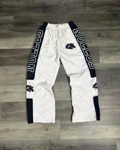Pantalones Joggers de Algodón Antiarrugas de Alta Calidad Personalizados, Pantalones Deportivos Holgados de Pierna Ancha con Efecto Desgastado, Pantalones Deportivos Unisex de Nailon para Hombre, Cintura Media, Color Oscuro - Product Image 3
