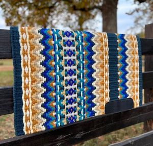 Couverture de selle en laine de style occidental traditionnel pour l'équitation et le ranch en polycoton doublé - Product Image 2