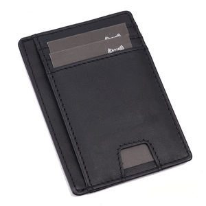 Tarjetero de Cuero Genuino de Moda, 35 mm de Grosor, Diseño Crazy Horse, Cartera de Negocios con Cierre de Cremallera y Espacio para Identificación - Product Image 1