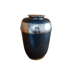 Urna de cremación de latón azul moderna, recuerdo de cenizas conmemorativas para niños, diseño de estampado de pies, urna de plástico de madera para adultos, tarro funerario conmemorativo - Product Image 6