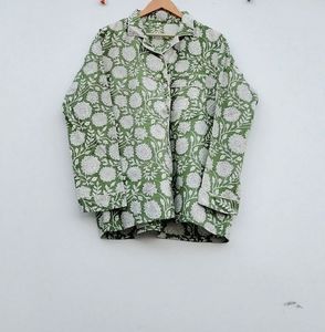 Conjunto de pijama de dama de honor con estampado de bloque de algodón 100% indio para mujer - Product Image 5