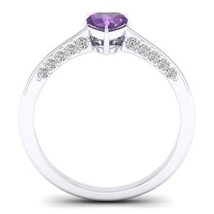 Bague REYES en argent sterling 925 avec pierre précieuse améthyste taille cœur de 0,5 ct et moissanite pour femme, cadeau de mariage, bijoux fins - Product Image 4