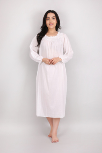 Vestido de noche largo de algodón a la moda para mujer, camisón de secado rápido, transpirable, suave y elegante, camisón para todas las estaciones, ropa de dormir - Product Image 2