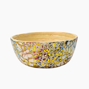 Colorful MOP Spun <b>Bamboo</b> Salad <b>Bowls</b> New Arrival Design for Home Decor Kitchenware Polished Fruit Serving <b>Bowl</b> Wholesale Vietnam - Product Image 3