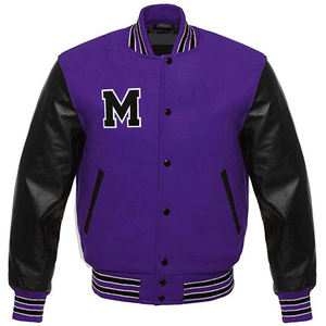 Wholesale Blank Cotton Varsity <b>Jackets</b> Custom Letterman Wool <b>Leather</b> Coat College Baseball <b>Jacket</b> For <b>Men</b> Women - Product Image 5