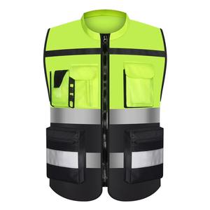 Chaqueta de seguridad de poliéster de alta calidad, chaleco de trabajo de PVC con múltiples bolsillos, logotipo personalizable, reflectante colorido de alta visibilidad - Product Image 4