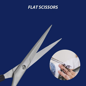 Ciseaux plats en acier inoxydable 100% pour salon de cheveux avec poignée en plastique de couleur noire/ciseaux de coiffeur de cheveux de qualité fabriqués au Pakistan - Product Image 3