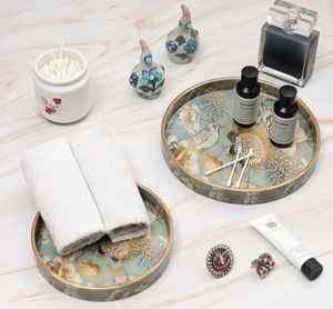 Fancy Quality Eco-friendly round Natural Wooden Serving Tray Custom Modern Hotel Table Decorative <b>Mirror</b> Trays for Home Decor - Product Image 1