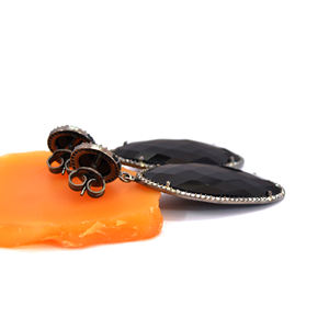 Pendiente de Plata de Ley 925 con forma de marquesa elegante, piedra preciosa Natural de ónix negro, joyería llamativa de moda para bodas - Product Image 4