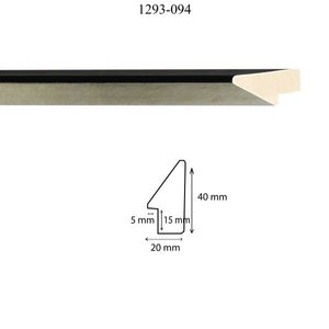 Cadres d'art moderne et photo 20x40mm moulure en bois mince argent et noir 1293 avec moulures de cadre de feuillure 20x5mm - Product Image 1