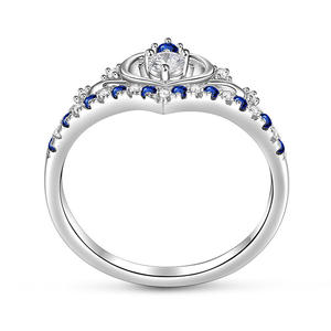 Jeulia Princess Crown V <b>Ring</b> Round Cut Sterling Silver Solitaire <b>Adjustable</b> <b>Ring</b> - Product Image 4