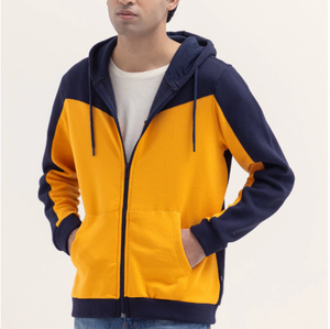 Sudadera con capucha y cremallera con logotipo personalizado, ropa de calle de dos tonos a la moda para hombres y mujeres - Product Image 1