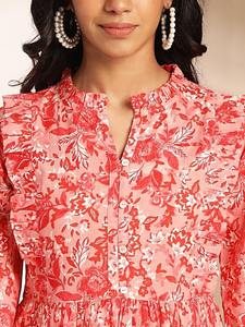 Robe bohème indienne en coton imprimé à la main tenue décontractée d'été à fleurs avec touche faite à la main cadeau parfait pour elle - Product Image 6