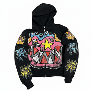 Customized Design Most Demanded oversized <b>drop</b> shoulder Zipper mens Hoodie Digital Printed 100% Cotton fleece Solid Factory Made - Product Image 4