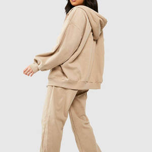 Ropa de mujer de otoño con logotipo personalizado, conjunto de pantalones de 3 piezas para correr, chándal, conjunto de chándal para mujer, traje para correr, Sudadera con capucha de lana - Product Image 2