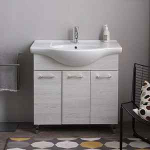 Ravenna 85cm White Oak Modern Easy to Clean Three-<b>piece</b> <b>Bathroom</b> Cabinet with Sink and <b>3</b> Doors Premium <b>Sets</b> - Product Image 2