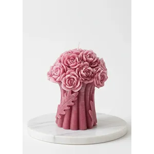 Elegant Rose Scented Decorative Candle <b>Paraffin</b> Wax Art Candle Rose Bouquet Design Eco-Friendly Home Decoration Valentine's Day - Product Image 2