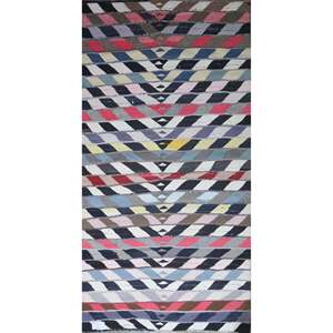 Un kilim Sanandaj vintage auténtico, hecho a mano y único, de 9'0 x 4'0. - Product Image 1