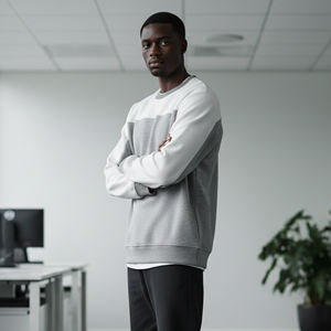 Sweat-shirt en coton pour homme de haute qualité, style streetwear d'hiver, bicolore, avec logo personnalisé appliqué, imprimé et brodé, coupe oversize - Product Image 5