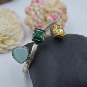 Bán buôn Ấn Độ thời trang handmade thiết kế Brass Bạc cái nhìn giống nhau phương Tây kundan đá có thể mở ra Bangle cho cô gái và phụ nữ - Product Image 2