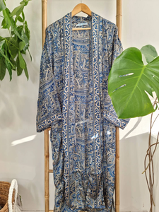 Kimono long soyeux Boho pour homme Robe en toile imprimée Paisley pour artiste de plage Valentine Romance-pour l'été - Product Image 5