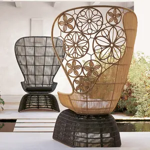 발코니 공작 레저 등나무 의자 정원 방수 디자이너 단단한 나무 라운지 소파 의자 오스만
