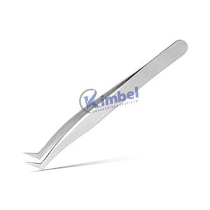 Pince à épiler incurvée en acier inoxydable de marque privée pour les outils de beauté des cils d'extension de cils en finition argentée - Product Image 6