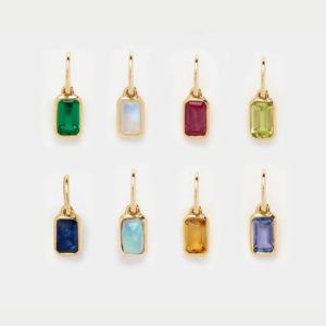 Green Quartz Faceted Rectangle Charm, Gold Plated with Sterling Silver <b>Bail</b>, Handmade Polished Gemstone Jewelry for Women - Product Image 2