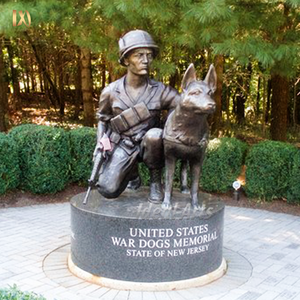 Statue militaire de soldat et de chien en bronze Sculpture commémorative extérieure pour la décoration de parc public - Product Image 6