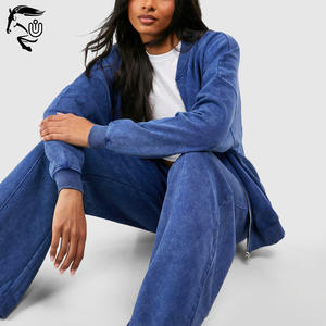 Chándal lavado ácido personalizado para Mujer | Conjunto de sudadera con pantalones de chándal ropa de calle etiqueta privada al por mayor - Product Image 3