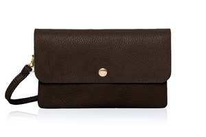 Sac bandoulière à rabat avec bouton-pression, style portefeuille compact - Cuir véritable italien - Fait main - PS530 - Product Image 4