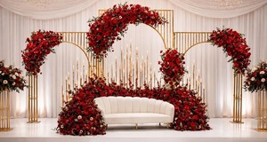 Pantallas Metálicas Modernas para Escenarios, Ideales para Bodas y Eventos de Lujo, Decoración de Arco Dorado para Recepciones y Compromisos - Product Image 5
