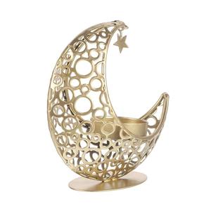 Bougeoir décoratif islamique vintage, bougeoir créatif en métal doré, bougeoir à bougie chauffe-plat pour l'organisateur du Ramadan Eid - Product Image 1