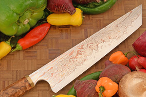 Cuchillo de Chef Personalizado al por Mayor de Alta Calidad con Marca Privada OEM, Hoja de Acero de Damasco, Mango de Resina de Cobre, Diseño Ambidiestro - Product Image 2