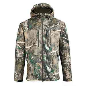 Vestes de chasse pour hommes durables, imperméables, coupe-vent, fermeture éclair, col montant, doublure en laine, chaudes pour l'hiver - Product Image 3