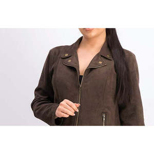 Style & Co Women's Petite Faux <b>Suede</b> Moto <b>Jacket</b> Reversible Stand Collar Outerwear in Dark Brown for Autumn - Product Image 2