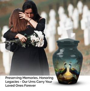 Peacock Urn <b>for</b> Adults <b>Ashes</b> Twin Memorial <b>for</b> Human <b>Ashes</b> Elegant Birds Urn Decorative Funeral Mystical Forest Urn - Product Image 4