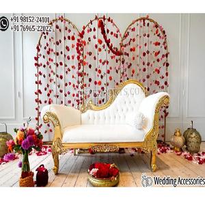Salon de Mariage Causeuse Italienne Blanche Dorée Mariage Indien Maharaja Canapé pour Scène Magnifique Chaise de Mariage Indienne - Product Image 1