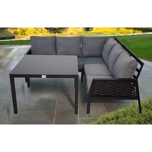 Set di Mobili da Giardino ARIANA in 3 Pezzi, Colore Nero, Resistente alle Intemperie, per Patio o Balcone, Durevole per Uso Esterno con Cuscini - Product Image 4