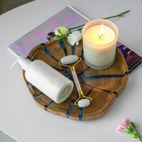 Artesanía de Resina y Madera Hecha a Mano, Imitación Antigua, Detalles en Resina Azul, Color y Tamaño Personalizables, Estilo Europeo, para Uso en Hoteles y Restaurantes