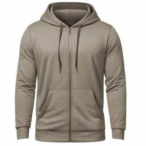 Sweat à capuche zippé de haute qualité pour homme, poids lourd, 100% coton molletonné, sweat à capuche zippé uni - Product Image 1