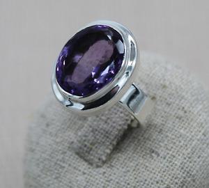 Anillo fino hecho a mano de plata 925 para mujer con fuente directa de piedras preciosas de amatista de corte ovalado para boda y uso diario - Product Image 4