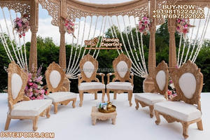 Sillas Mandap Vidhi de madera para boda abierta, sillas tradicionales indias para boda, sillas Sankheda Mandap, nuevo diseño, muebles Mandap para boda, Reino Unido - Product Image 2