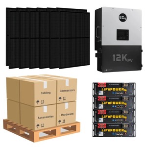 Système solaire domestique complet 4,92 kW EG4 12KPV Contrôleur MPPT Batterie au lithium LiFePO4 28,6 kWh 12 panneaux solaires de 410 W - Product Image 1